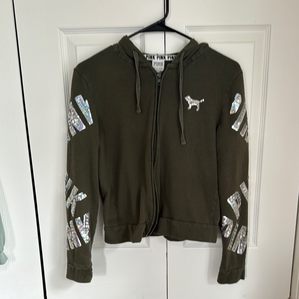 PINK Victoria's Secret Sequin Olive Jacket